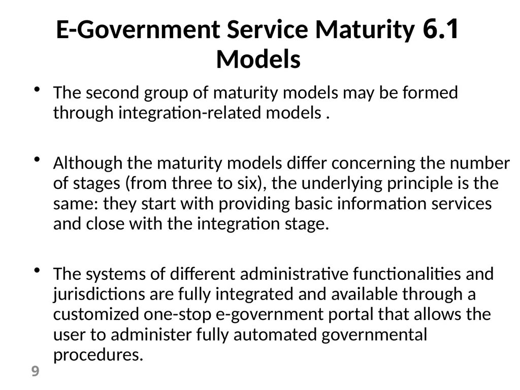E-Government Chapter 6 E-Government Services 1 - slide 9 of 61