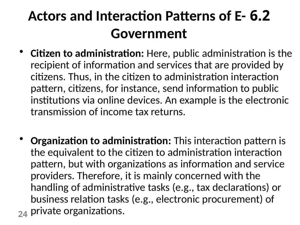 E-Government Chapter 6 E-Government Services 1 - slide 24 of 61