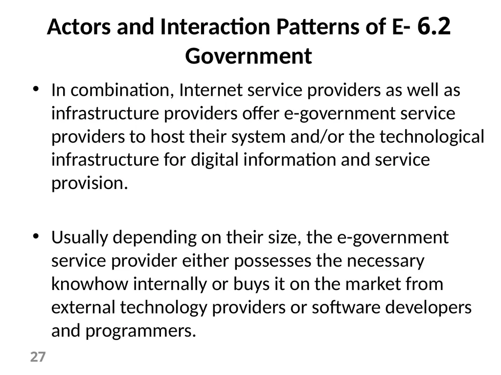 E-Government Chapter 6 E-Government Services 1 - slide 27 of 61
