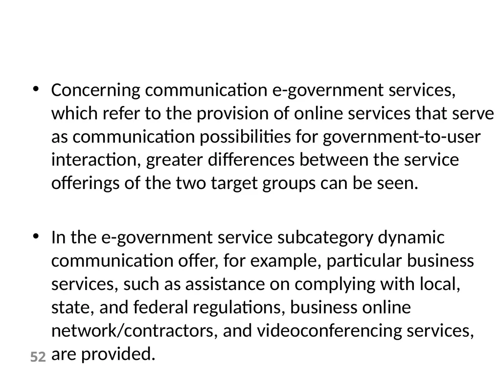 E-Government Chapter 6 E-Government Services 1 - slide 52 of 61