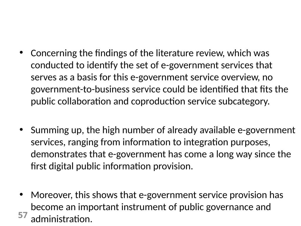 E-Government Chapter 6 E-Government Services 1 - slide 57 of 61