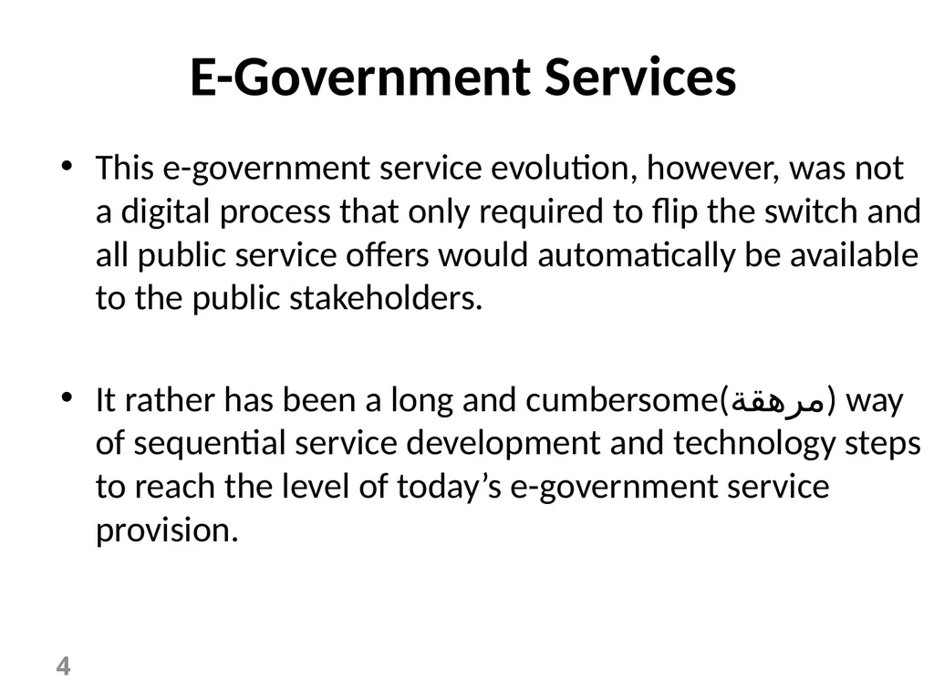 E-Government Chapter 6 E-Government Services 1 - slide 4 of 61