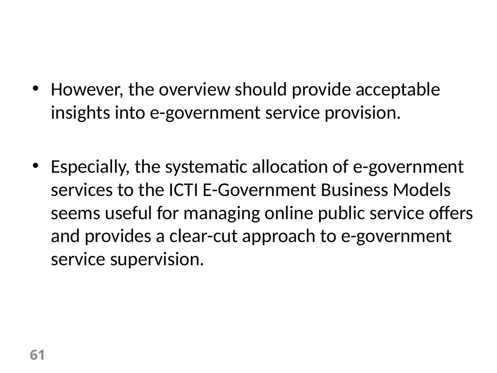 E-Government Chapter 6 E-Government Services 1 - slide 61 of 61