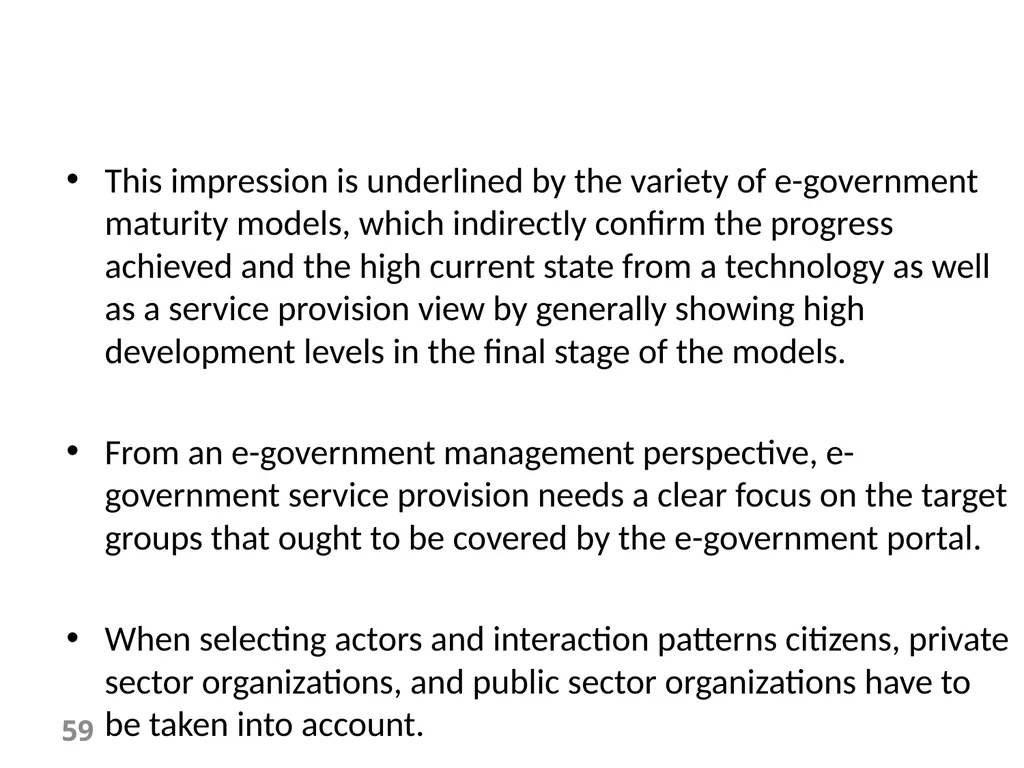 E-Government Chapter 6 E-Government Services 1 - slide 59 of 61