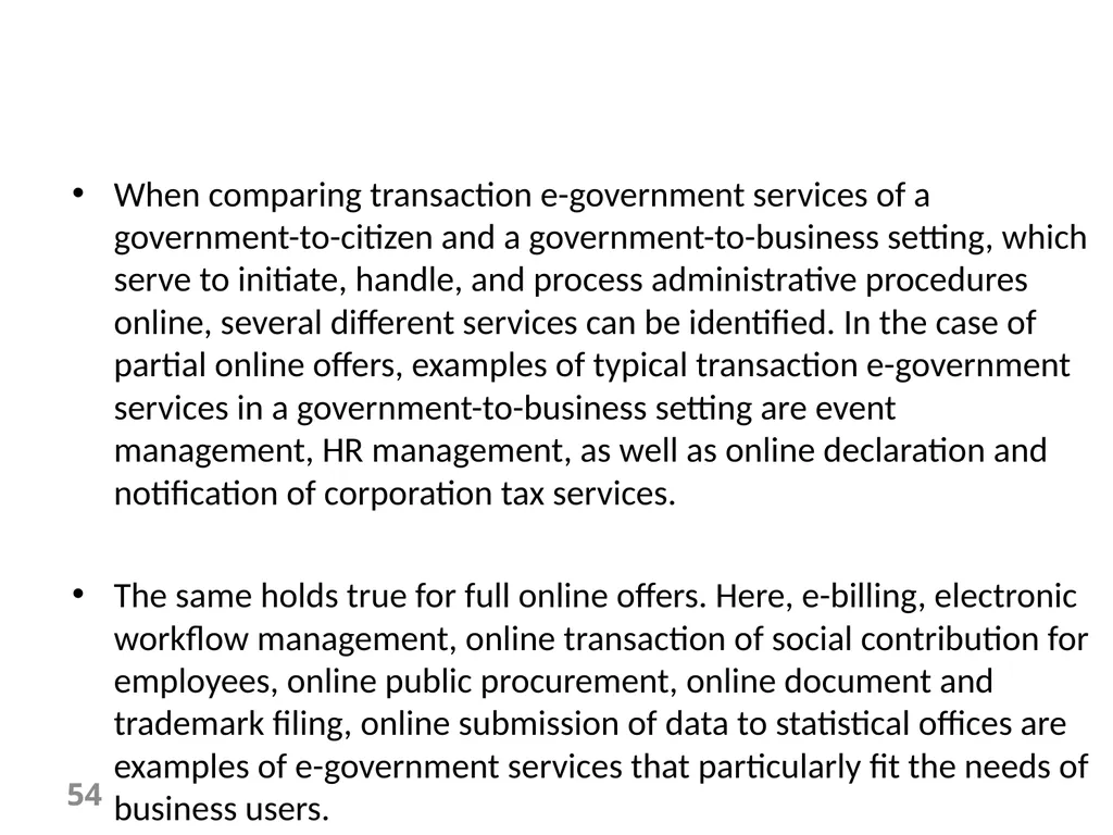 E-Government Chapter 6 E-Government Services 1 - slide 54 of 61
