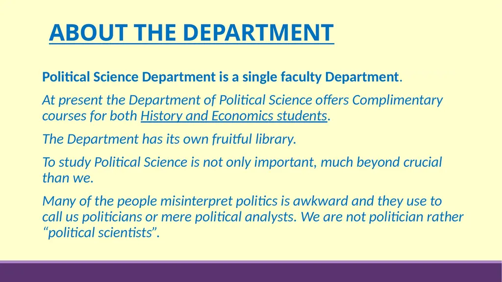 DEPARTMENT OF POLITICAL SCIENCE MINOR COURSES - slide 2 of 16