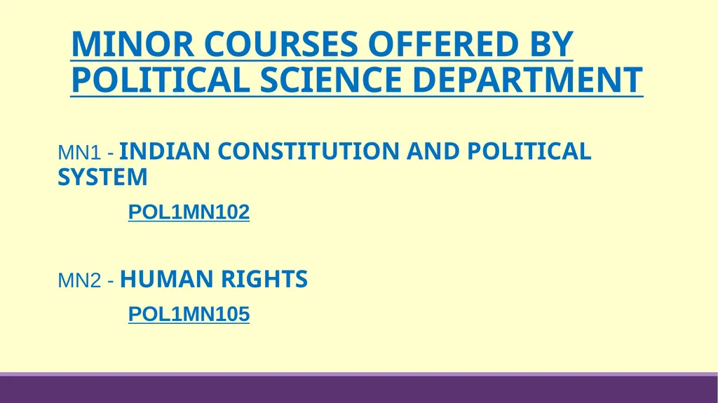 DEPARTMENT OF POLITICAL SCIENCE MINOR COURSES - slide 13 of 16
