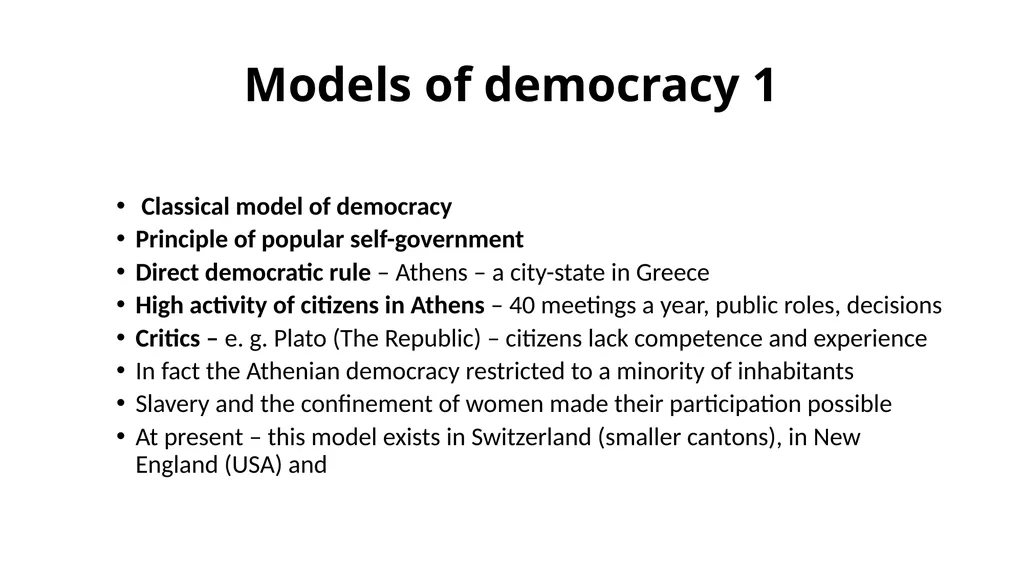 Democracy and its dimensions. The State. Lecture 3 - slide 10 of 19