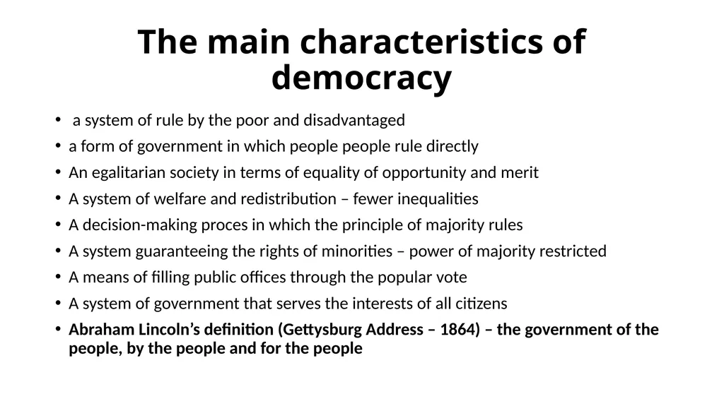 Democracy and its dimensions. The State. Lecture 3 - slide 4 of 19
