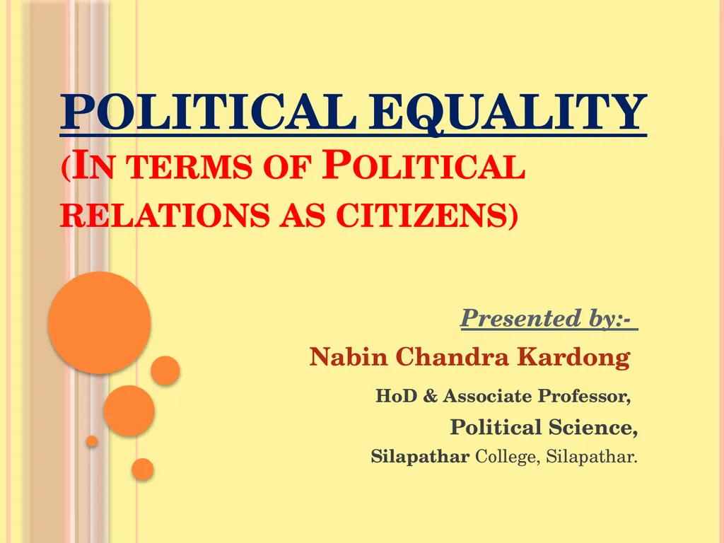 POLITICAL EQUALITY (In terms of Political - slide 1 of 6
