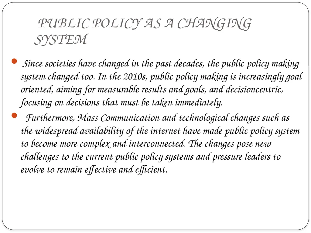 PUBLIC POLICY ANALYSIS INTRODUCTION Centuries ago, - slide 14 of 16