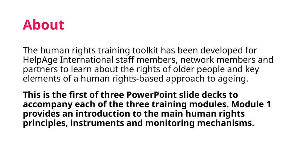 Module 1. Introduction to human rights About The - slide 2 of 21