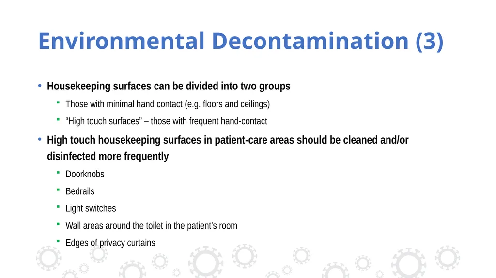 Environmental cleaning and disinfection Dr Lata - slide 5 of 18