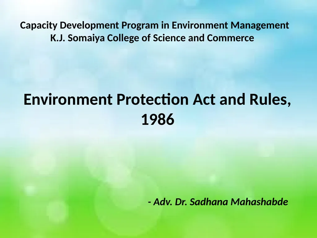 Environment Protection Act and Rules, 1986