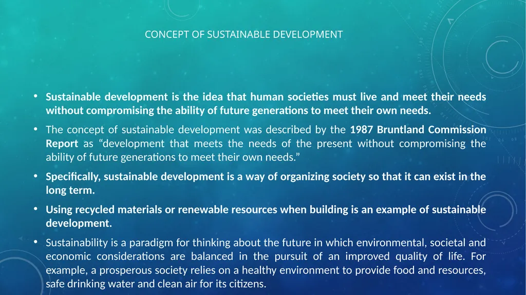 SUSTAINABLE DEVELOPMENT UNIT: 4 CONTENTS Concept - slide 3 of 12