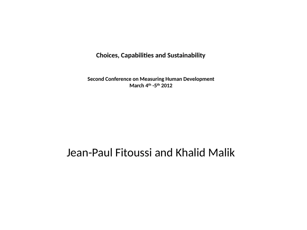 Choices, Capabilities and Sustainability Second