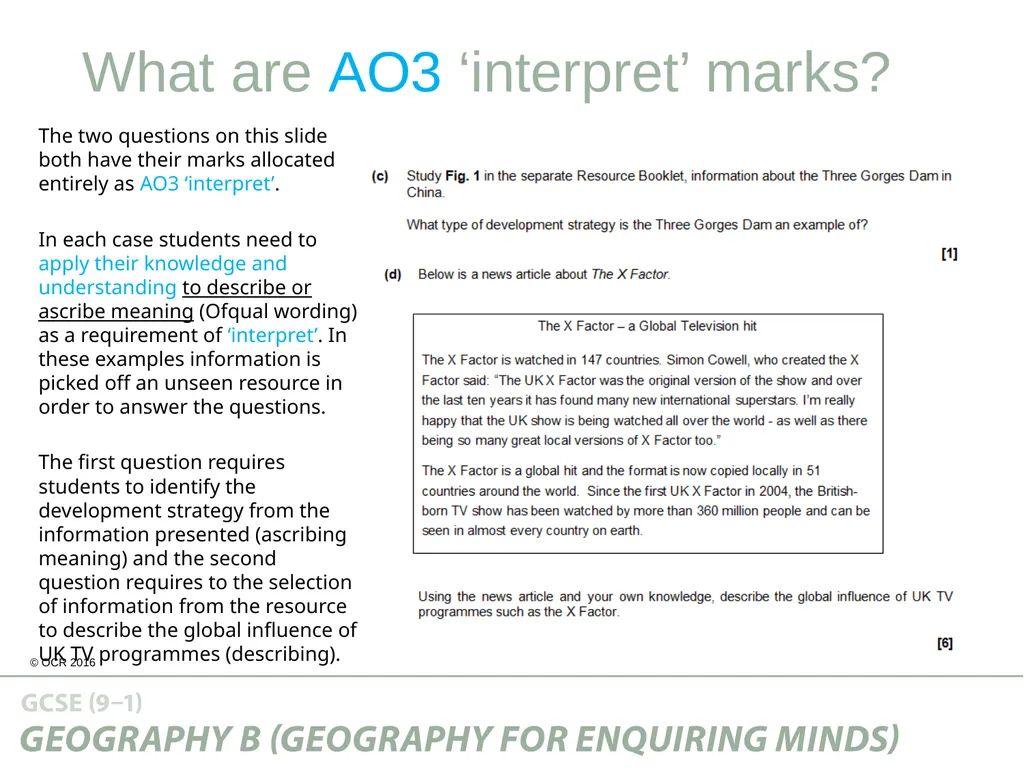 Guide to the Assessment Objectives About this - slide 16 of 26