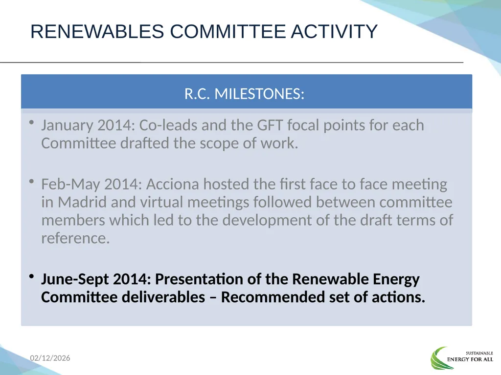 June 2014 Renewable Energy Committee Progress - slide 9 of 11