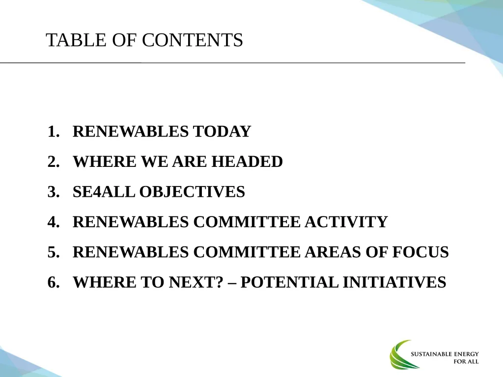 June 2014 Renewable Energy Committee Progress - slide 2 of 11