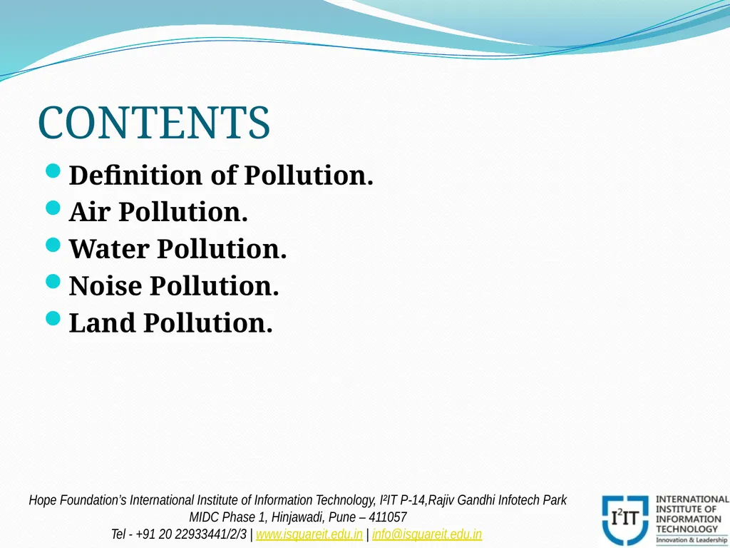 POLLUTION Prof. Madhuri Reddy Assistant Professor - slide 2 of 20