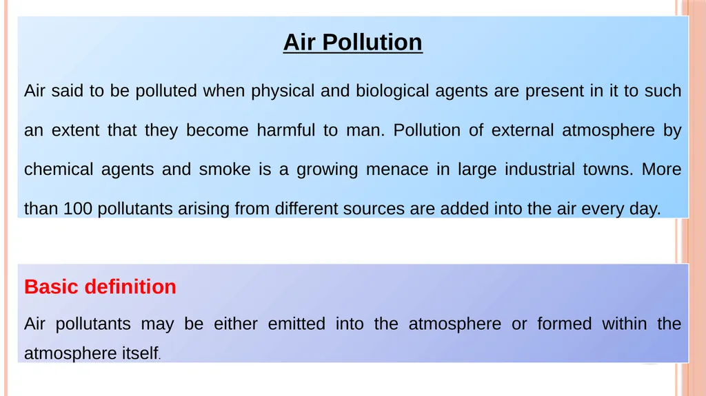 AIR AND VENTILATION OBJECTIVES Central objective - slide 9 of 24