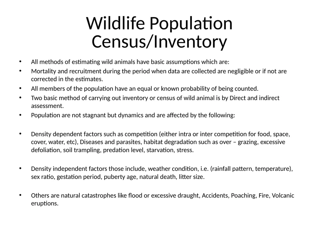 Course Code FWM 306 Course Title Wildlife Ecology - slide 8 of 15