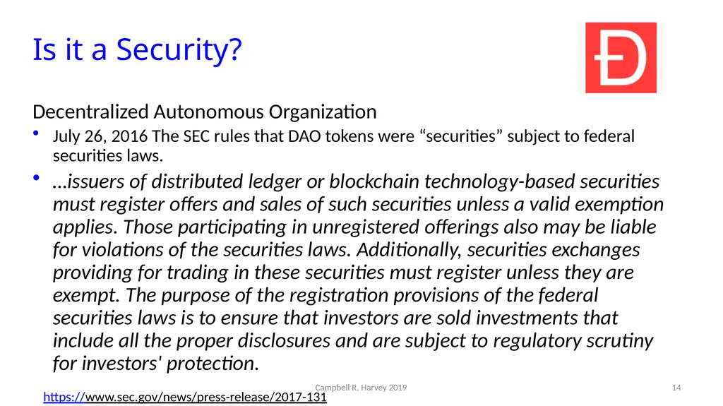The DAO Campbell R. Harvey Duke University and - slide 14 of 16