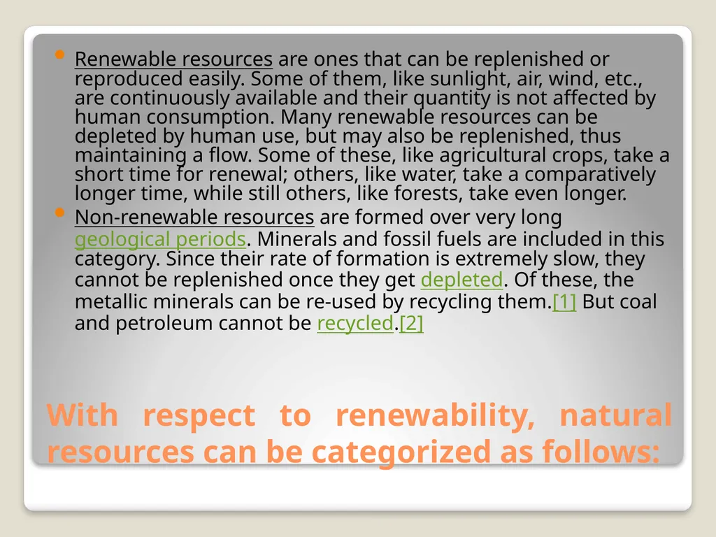 Classification of Resources Natural resources - slide 6 of 30