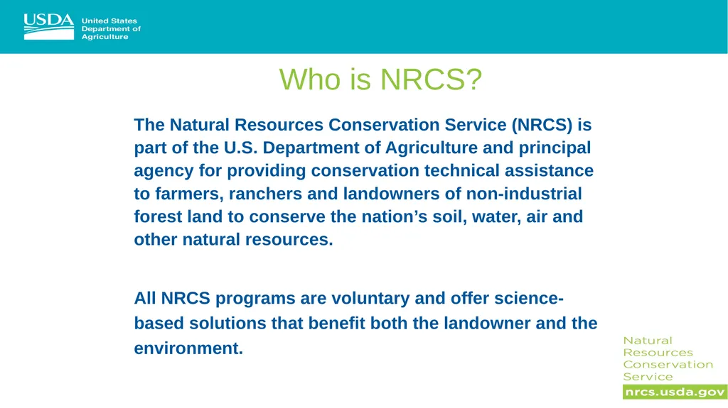 USDA- Natural Resources Conservation Service - slide 2 of 17