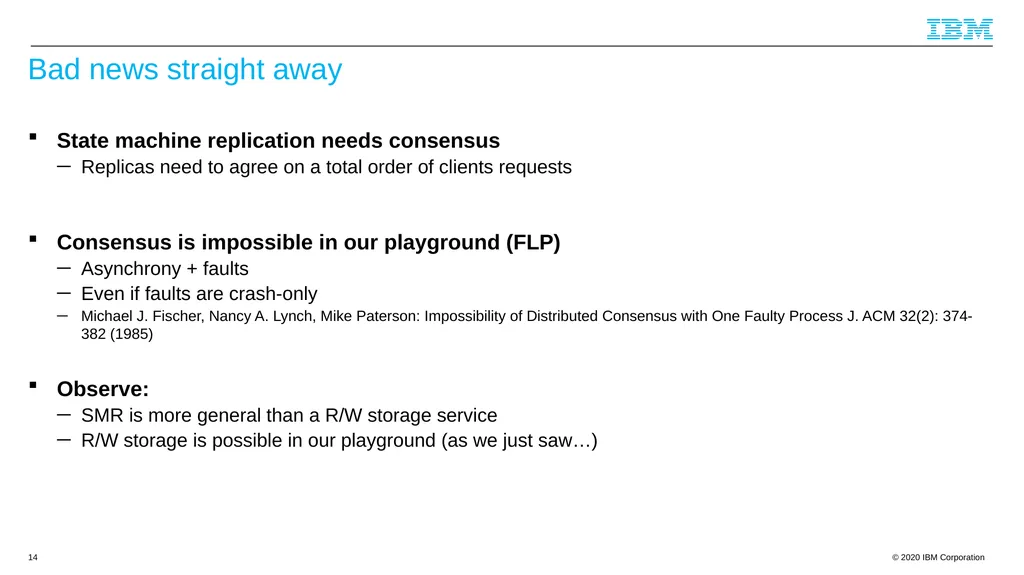 Byzantine Quorums and Hyperledger Fabric and a few - slide 14 of 66