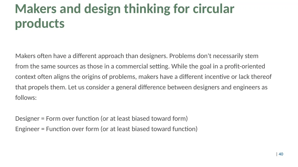 Design thinking for circular products Content Part - slide 40 of 57