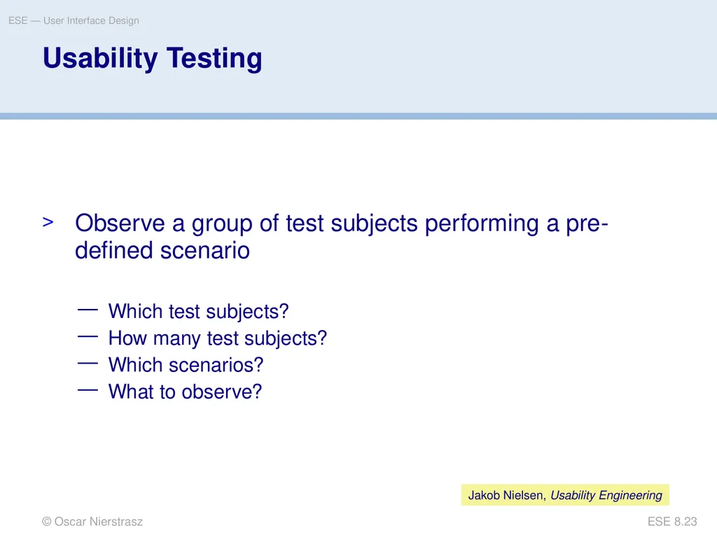 Introduction to Software Engineering 8. User - slide 23 of 33