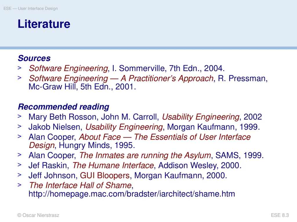 Introduction to Software Engineering 8. User - slide 3 of 33