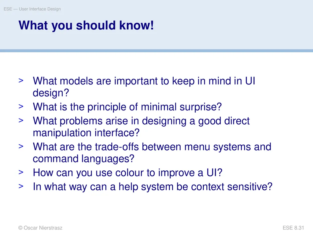 Introduction to Software Engineering 8. User - slide 31 of 33