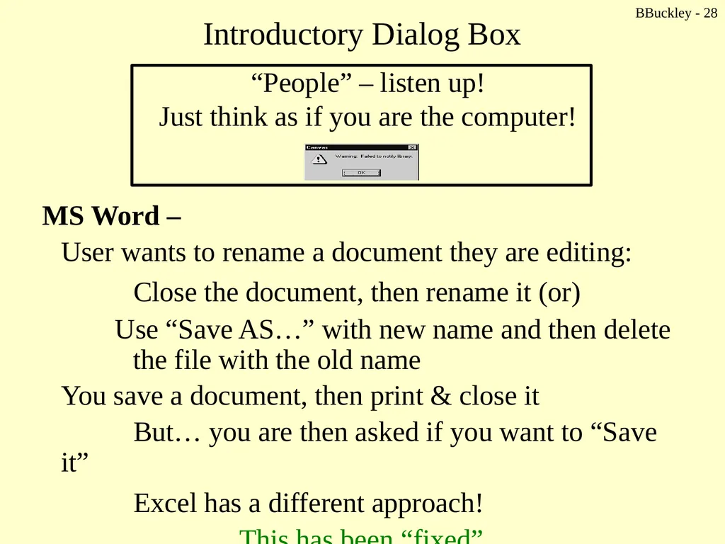 BBuckley - 1 CSc 238 Human Computer Interface - slide 28 of 63