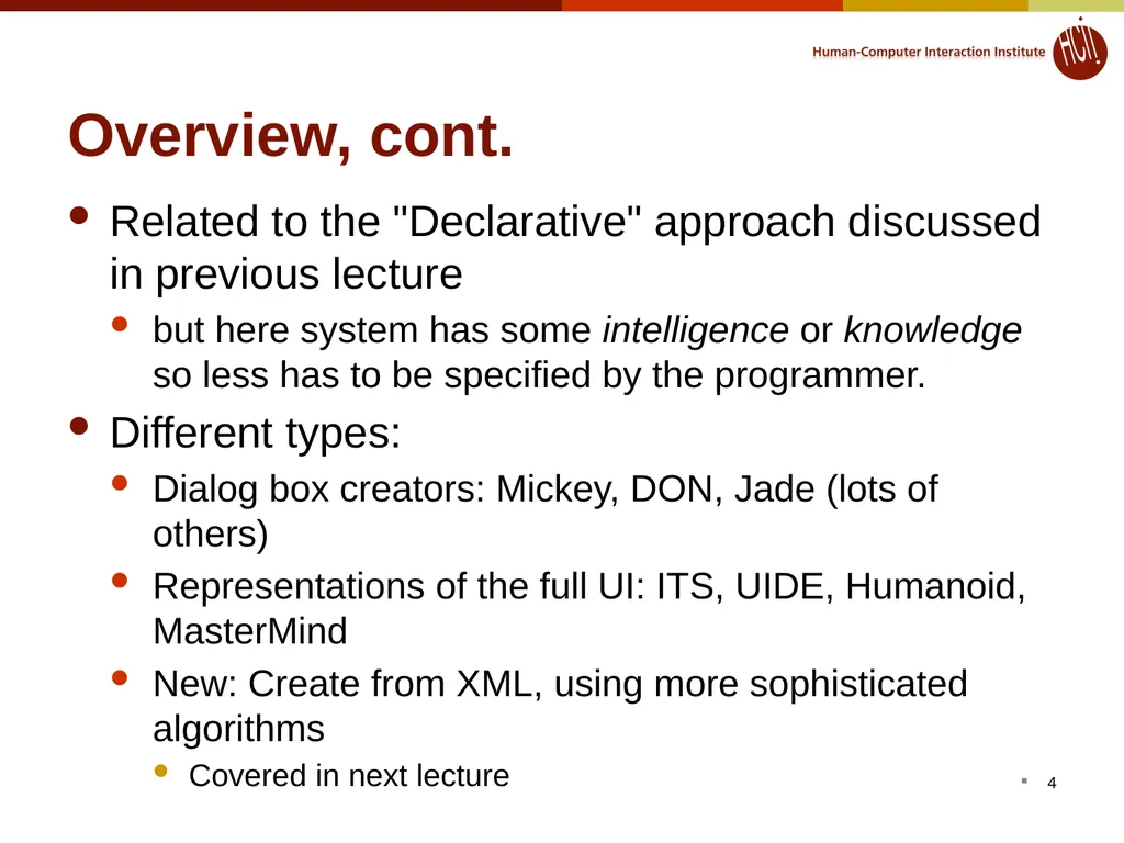 Lecture 12: Model-based tools: Creating the UI - slide 4 of 33