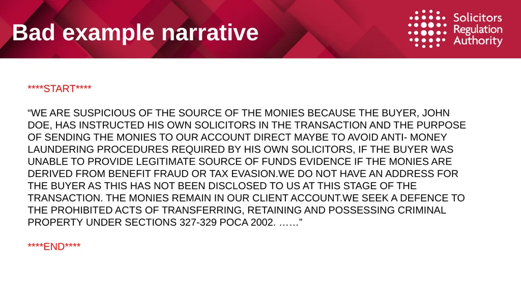 1 Suspicious Activity Reports (SARs) Tackling - slide 20 of 26