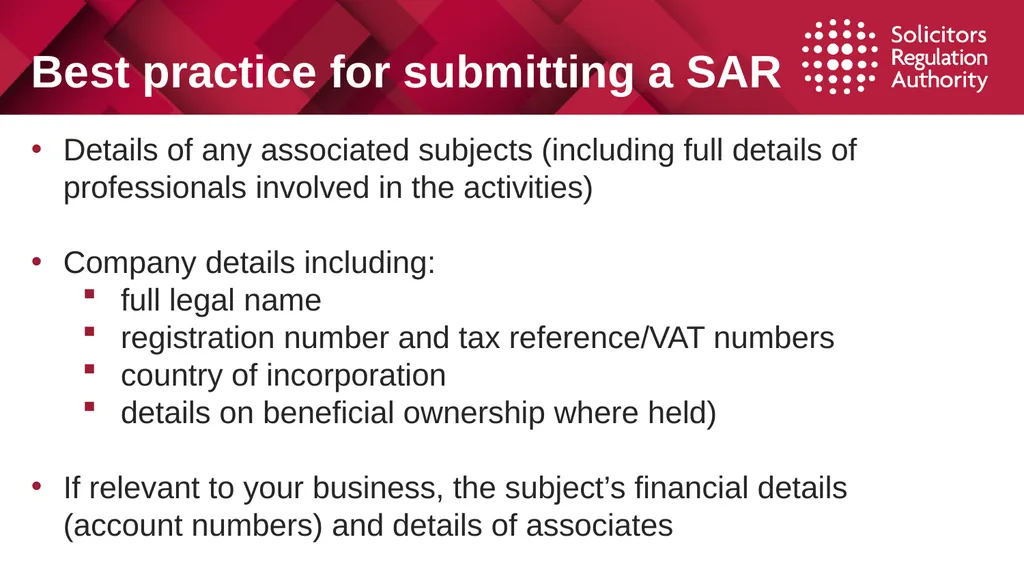 1 Suspicious Activity Reports (SARs) Tackling - slide 13 of 26