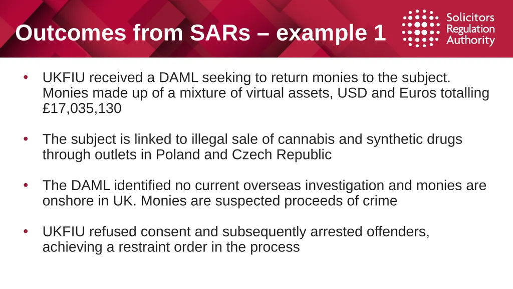 1 Suspicious Activity Reports (SARs) Tackling - slide 24 of 26
