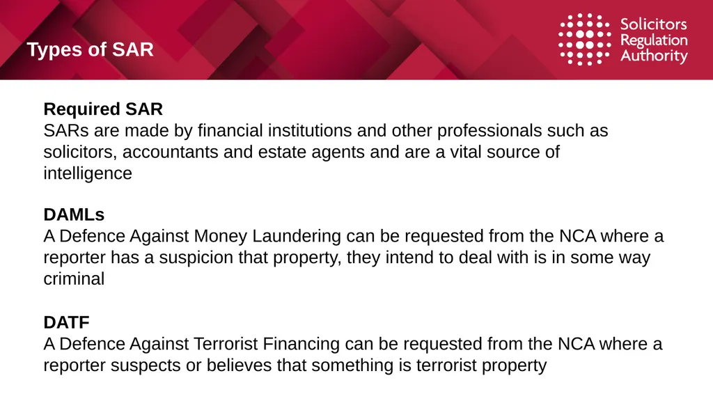 1 Suspicious Activity Reports (SARs) Tackling - slide 10 of 26