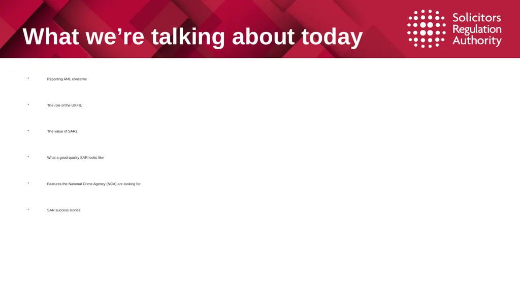 1 Suspicious Activity Reports (SARs) Tackling - slide 2 of 26