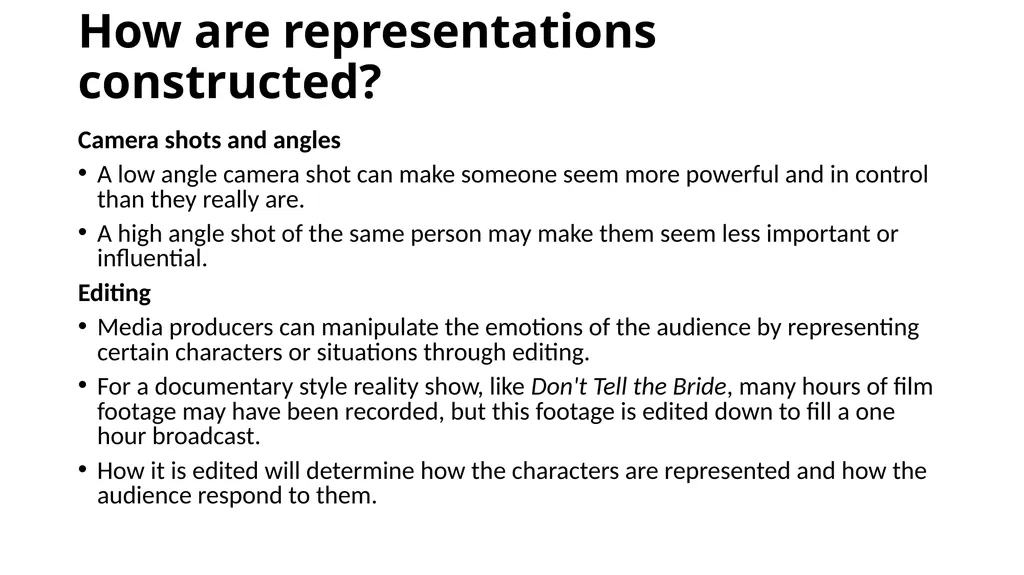 Representation: Media as text What is - slide 11 of 19