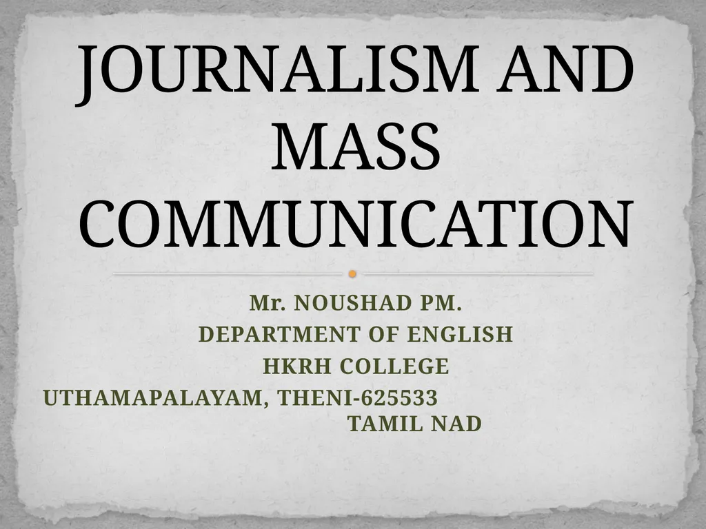 Mr. NOUSHAD PM. DEPARTMENT OF ENGLISH HKRH COLLEGE - slide 1 of 14