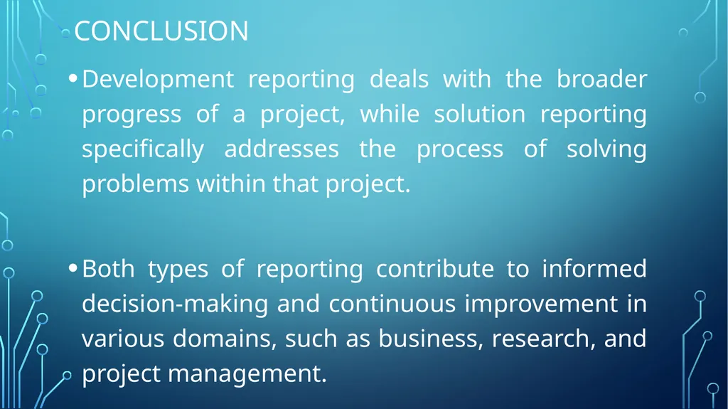Development and Solution Reporting What you need - slide 26 of 30