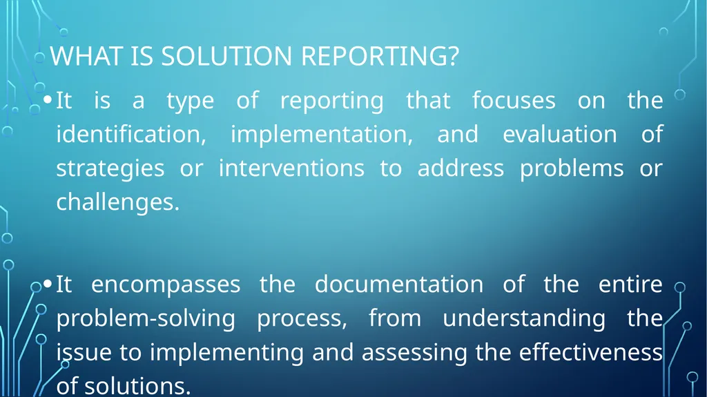 Development and Solution Reporting What you need - slide 12 of 30