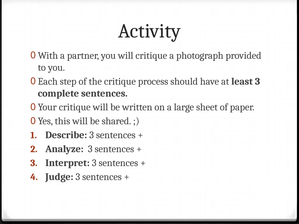 The 4-Step Critique Process Digital Photography 1A - slide 12 of 12
