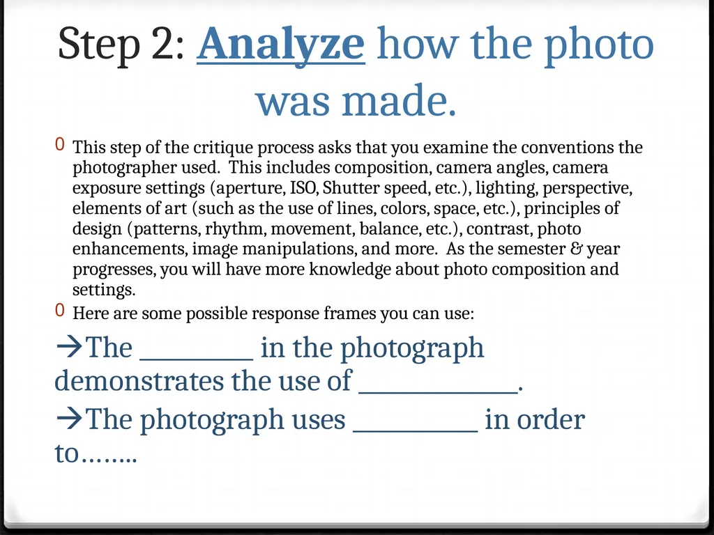 The 4-Step Critique Process Digital Photography 1A - slide 5 of 12