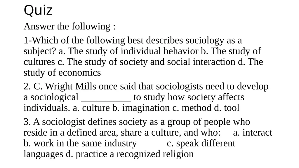 Introduction to sociology Lecture 1 Prof. - slide 22 of 23