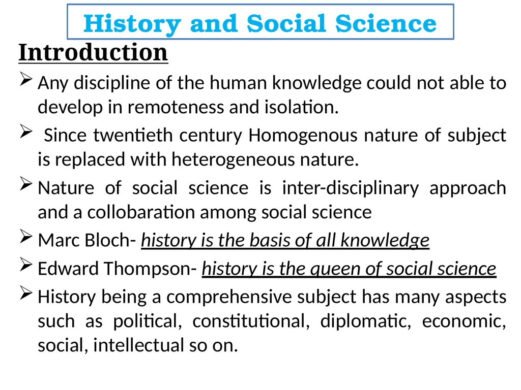 History and Social Science Introduction Any - slide 1 of 9