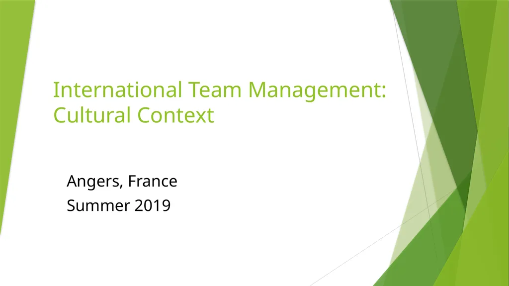 International Team Management: Cultural Context - slide 1 of 36